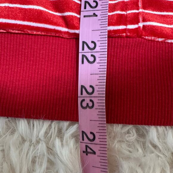 Vera Bradley Red/White Striped Velour Hoodie Sz S NWT - Picture 6 of 7